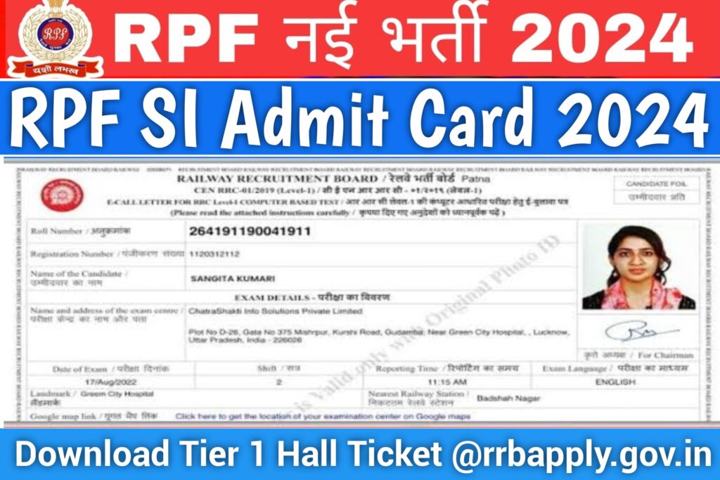 RPF SI Admit Card 2024